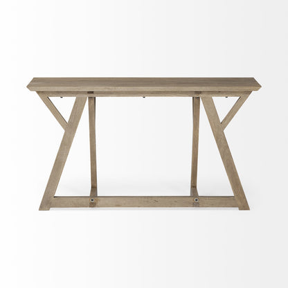 Brown Solid Wood Trestle Console Table