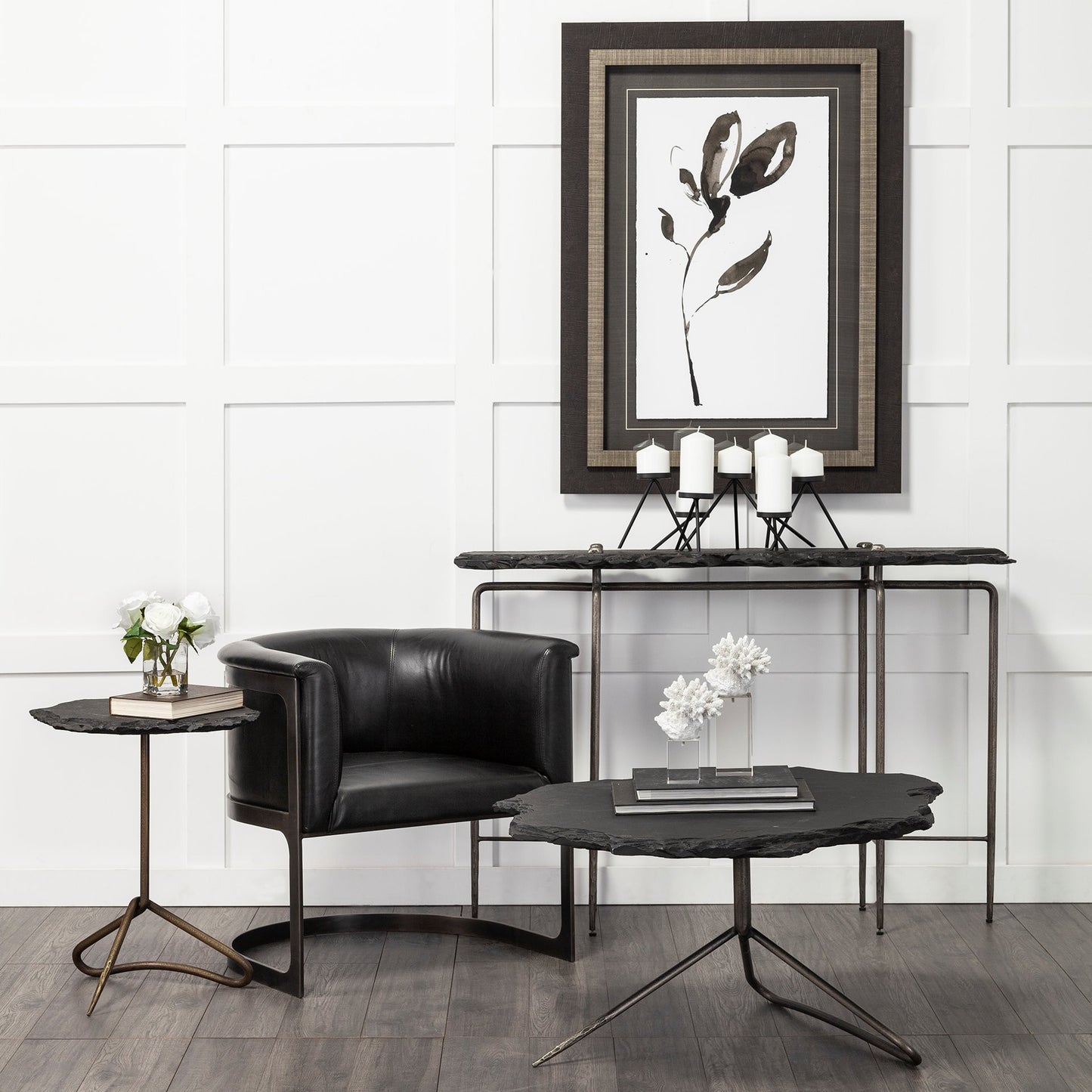 Black & Silver Slate Console Table