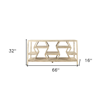 Light Brown Solid Wood Console Table