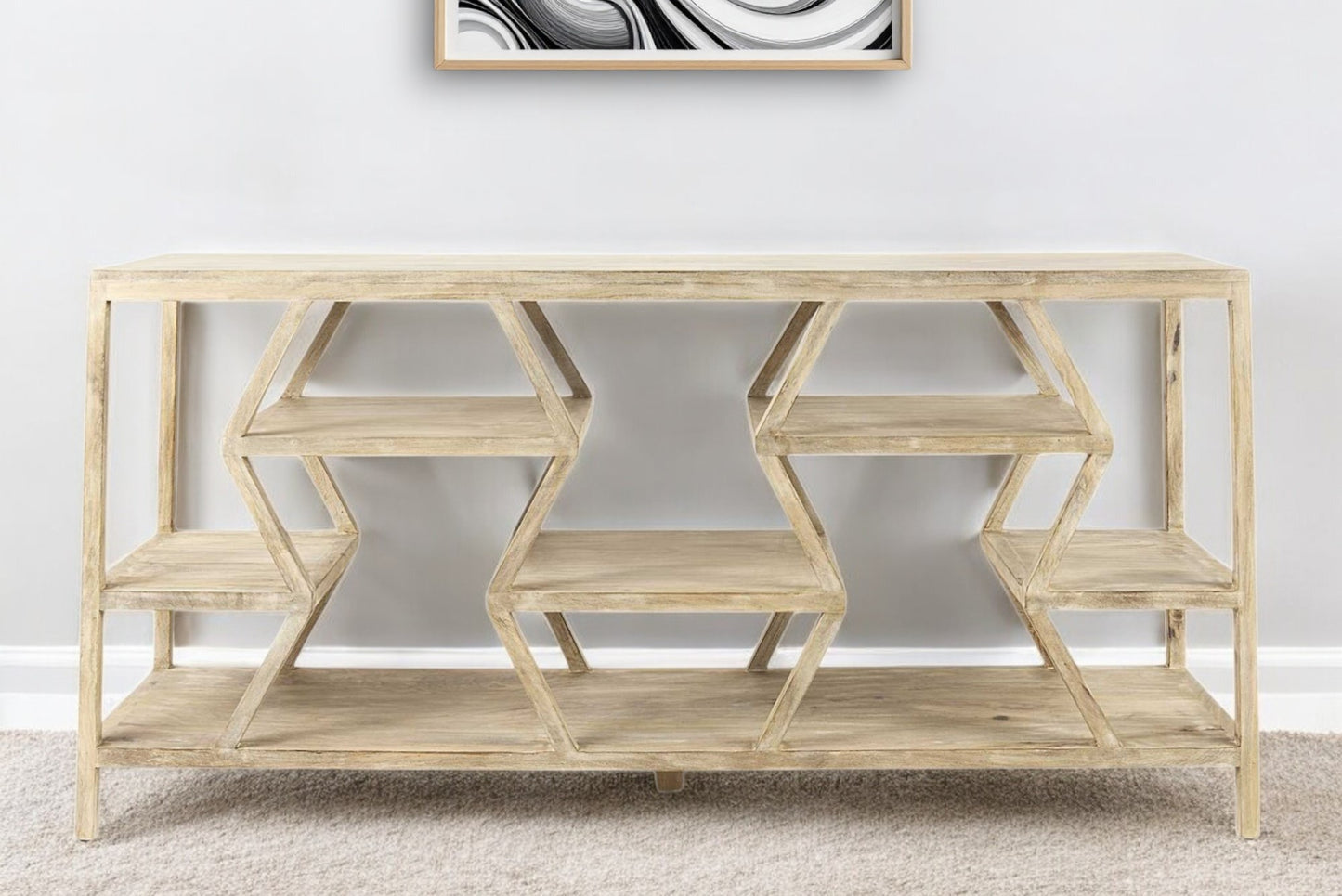 Light Brown Solid Wood Console Table