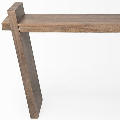 Brown Solid Wood Slanted Base Console Table