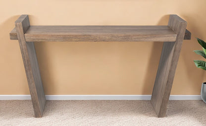 Brown Solid Wood Slanted Base Console Table