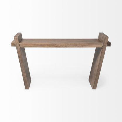Brown Solid Wood Slanted Base Console Table