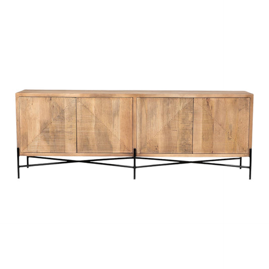Brown Solid Wood Sideboard w/ 4 Doors