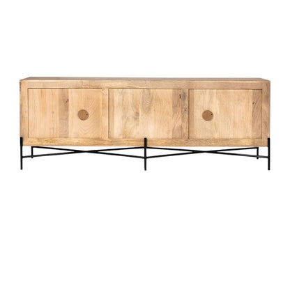 Brown Solid Wood Sideboard w/ 4 Doors