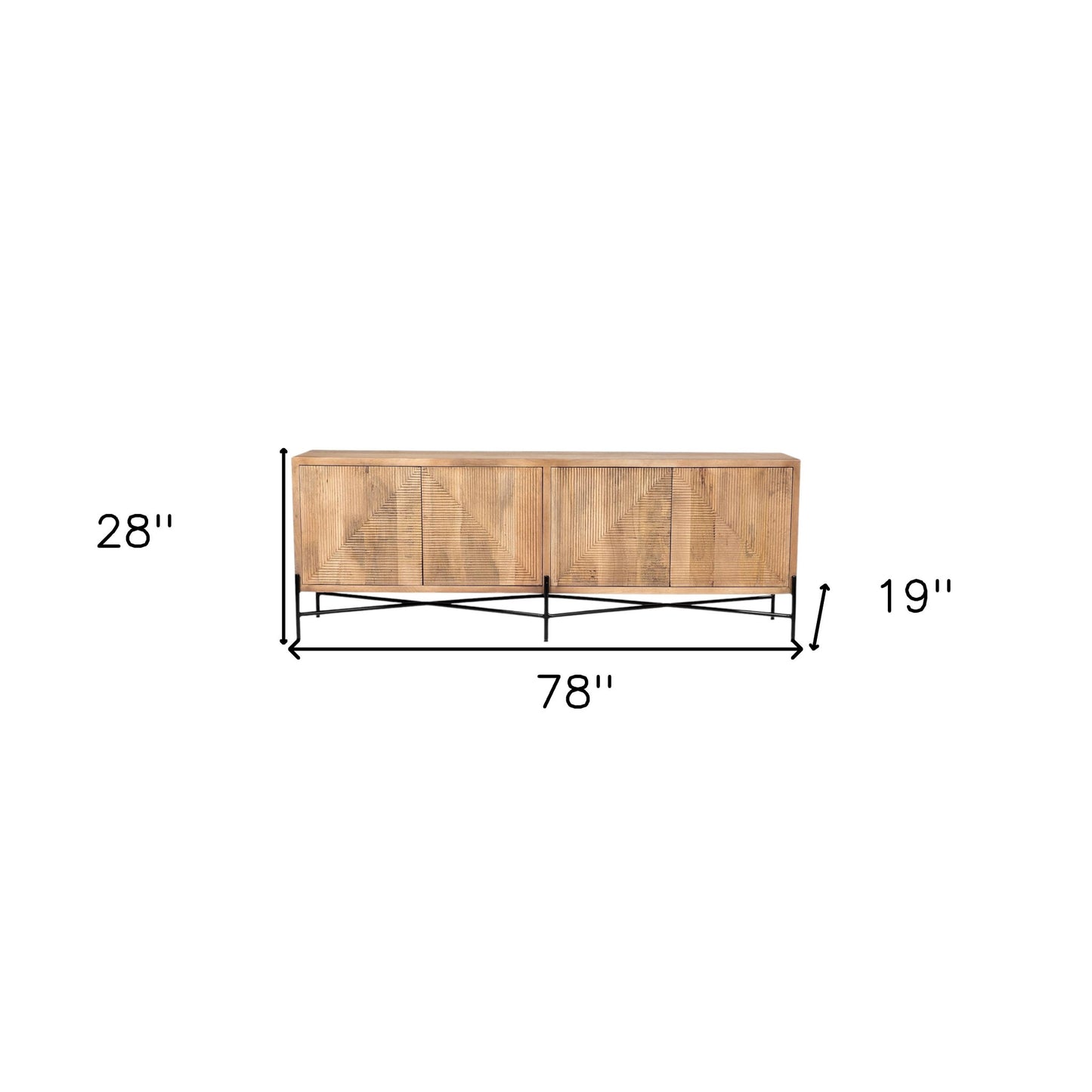 Brown Solid Wood Sideboard w/ 4 Doors