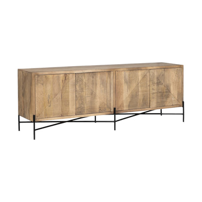 Brown Solid Wood Sideboard w/ 4 Doors