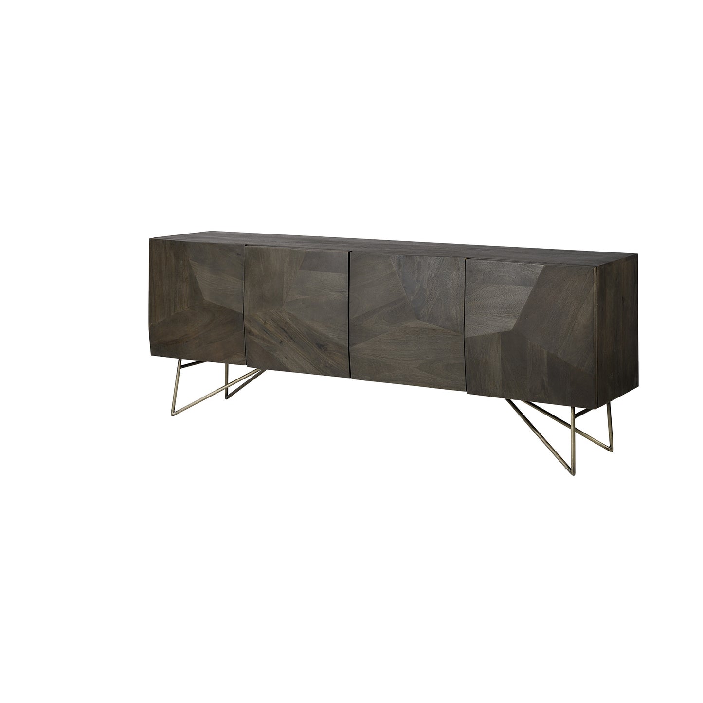Dark Brown Solid Wood Sideboard w/ 4 Doors
