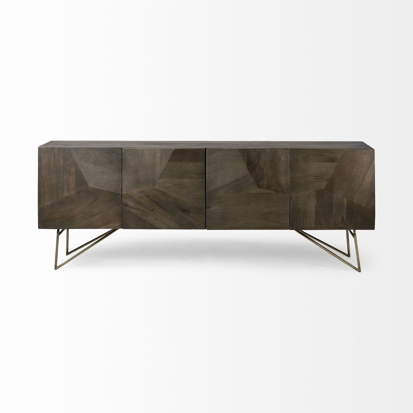 Dark Brown Solid Wood Sideboard w/ 4 Doors