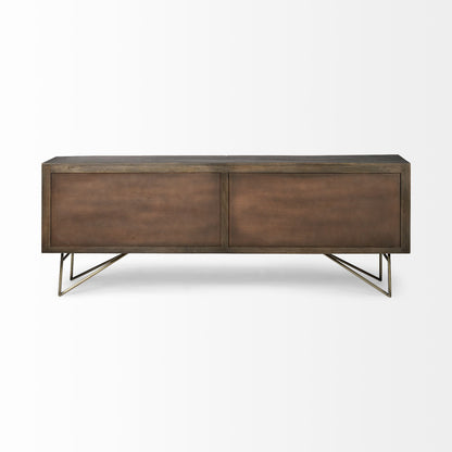 Dark Brown Solid Wood Sideboard w/ 4 Doors