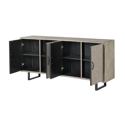 Light Brown Solid Wood Sideboard w/ 4 Doors