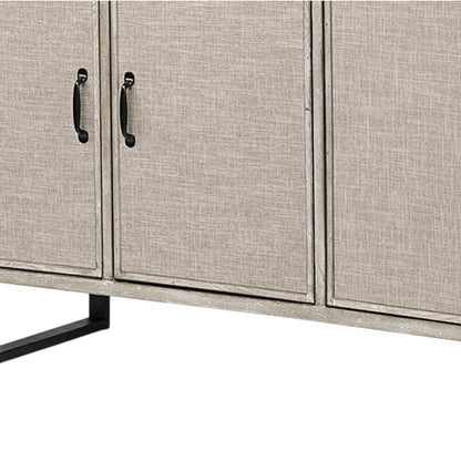 Light Brown Solid Wood Sideboard w/ 4 Doors