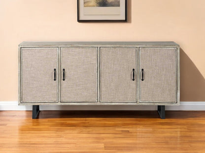 Light Brown Solid Wood Sideboard w/ 4 Doors