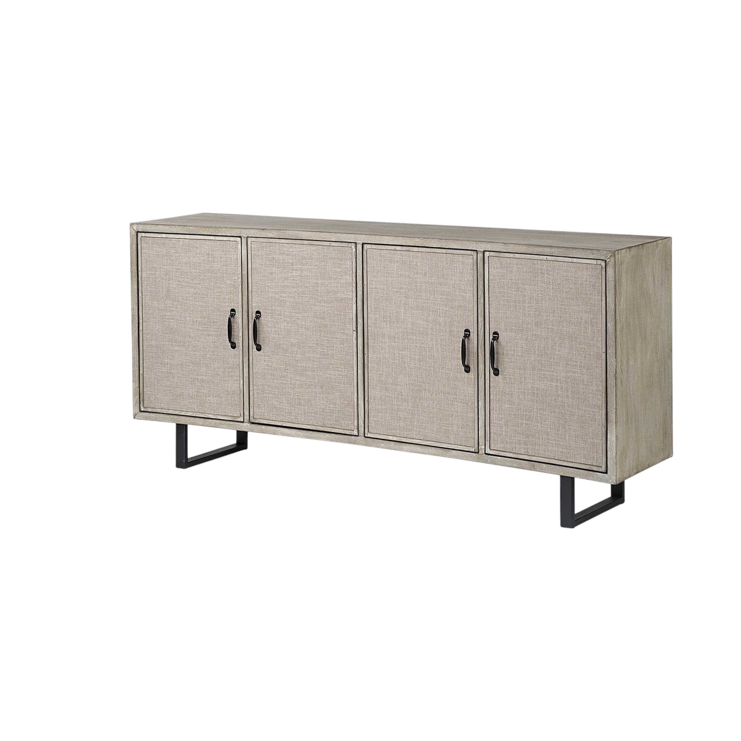 Light Brown Solid Wood Sideboard w/ 4 Doors