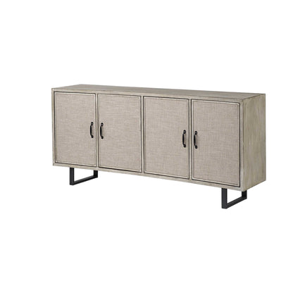 Light Brown Solid Wood Sideboard w/ 4 Doors