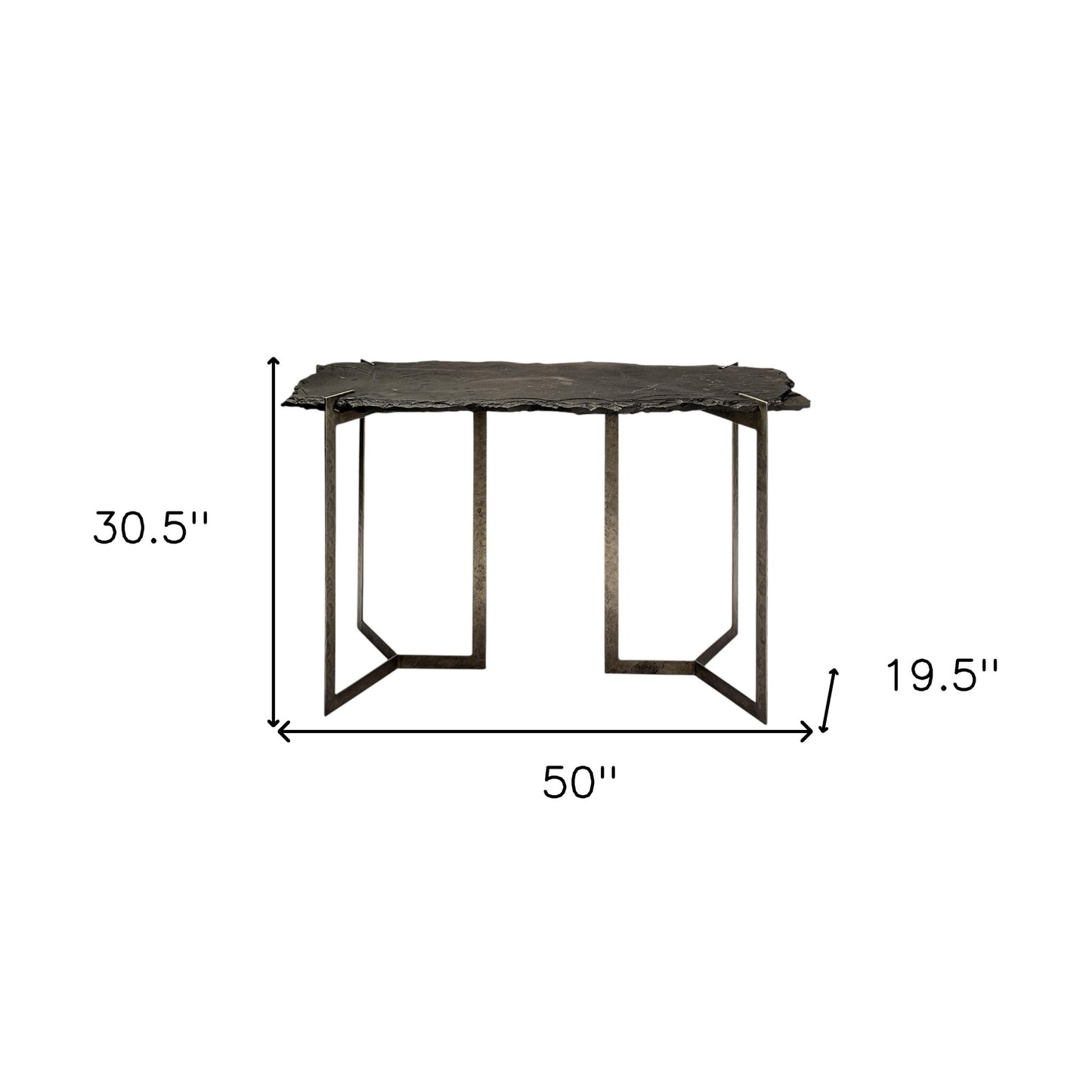 Black & Nickel Distressed Double Pedestal Console Table