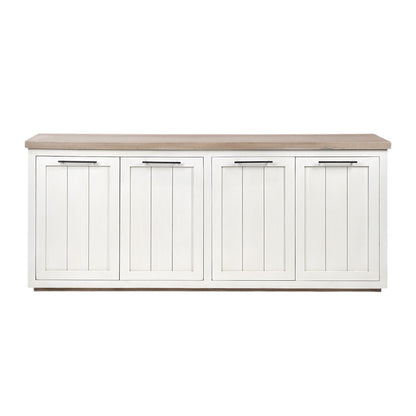 Brown & White Solid Wood Sideboard w/ 4 Doors