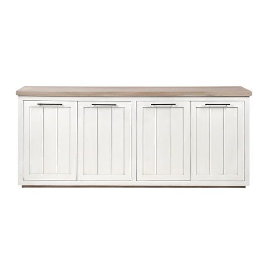 Brown & White Solid Wood Sideboard w/ 4 Doors