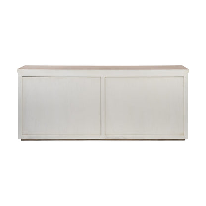 Brown & White Solid Wood Sideboard w/ 4 Doors