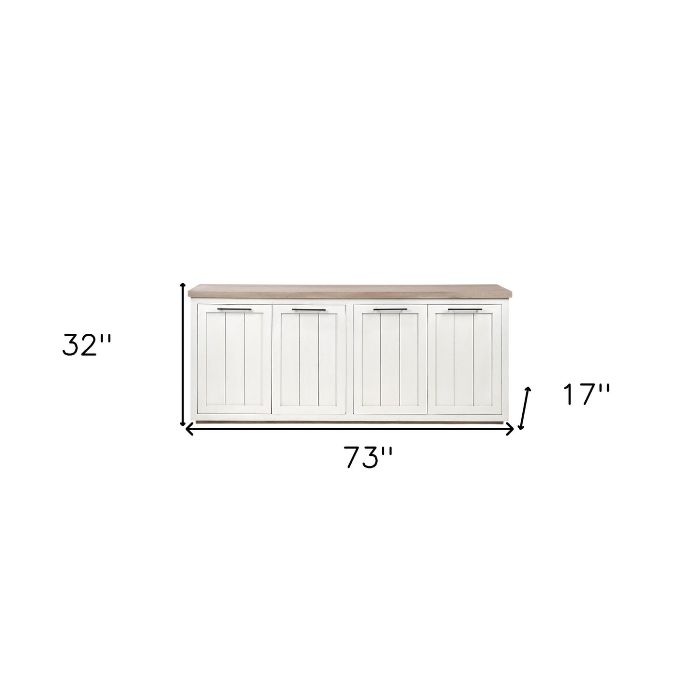 Brown & White Solid Wood Sideboard w/ 4 Doors