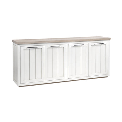 Brown & White Solid Wood Sideboard w/ 4 Doors