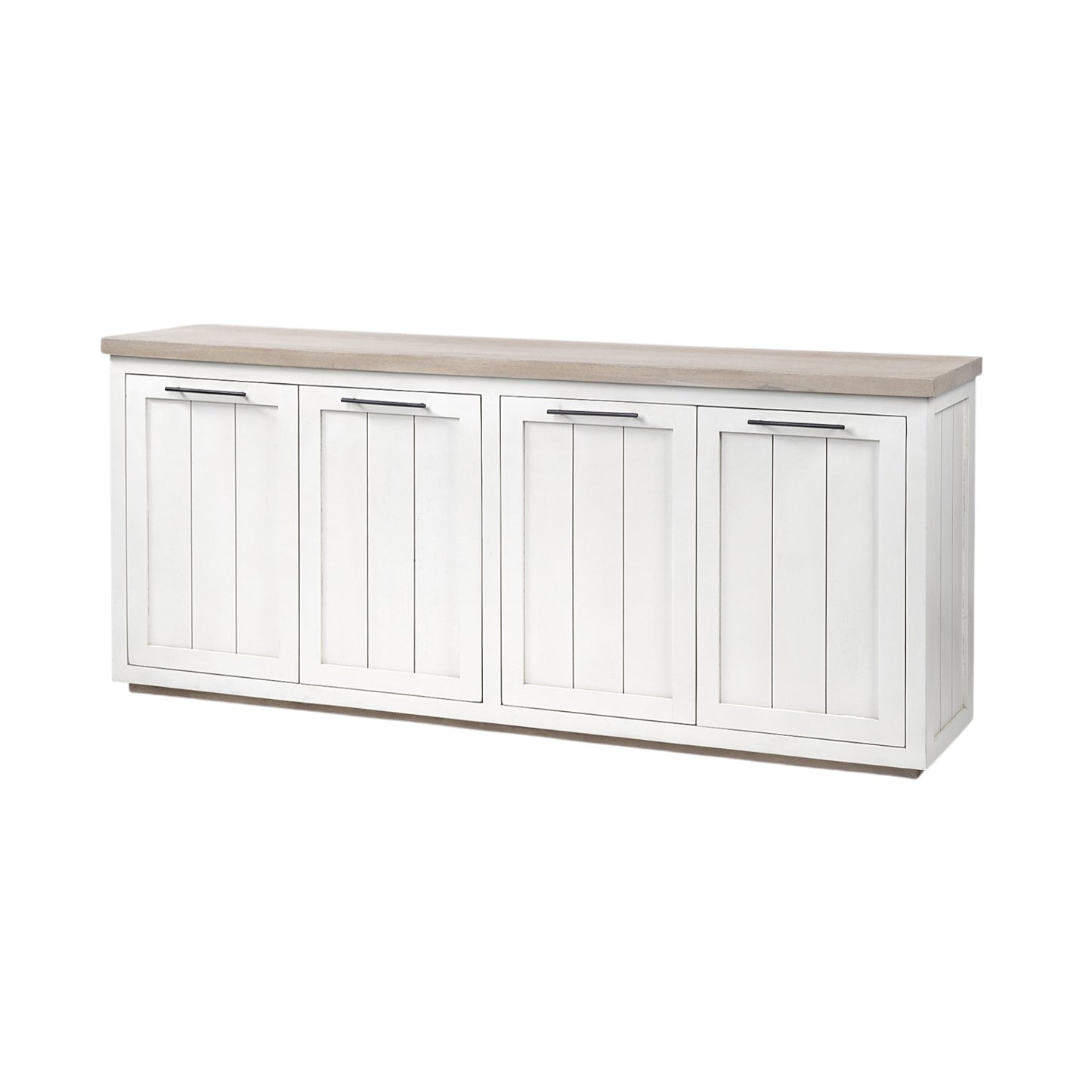 Brown & White Solid Wood Sideboard w/ 4 Doors