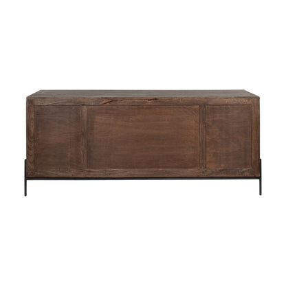 Brown Solid Wood 6 Drawer Sideboard w/ 2 Doors
