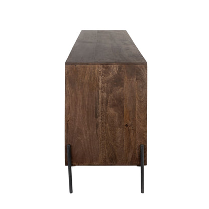 Brown Solid Wood 6 Drawer Sideboard w/ 2 Doors