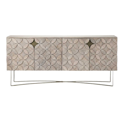 Light Brown Solid Wood Sideboard w/ 4 Doors