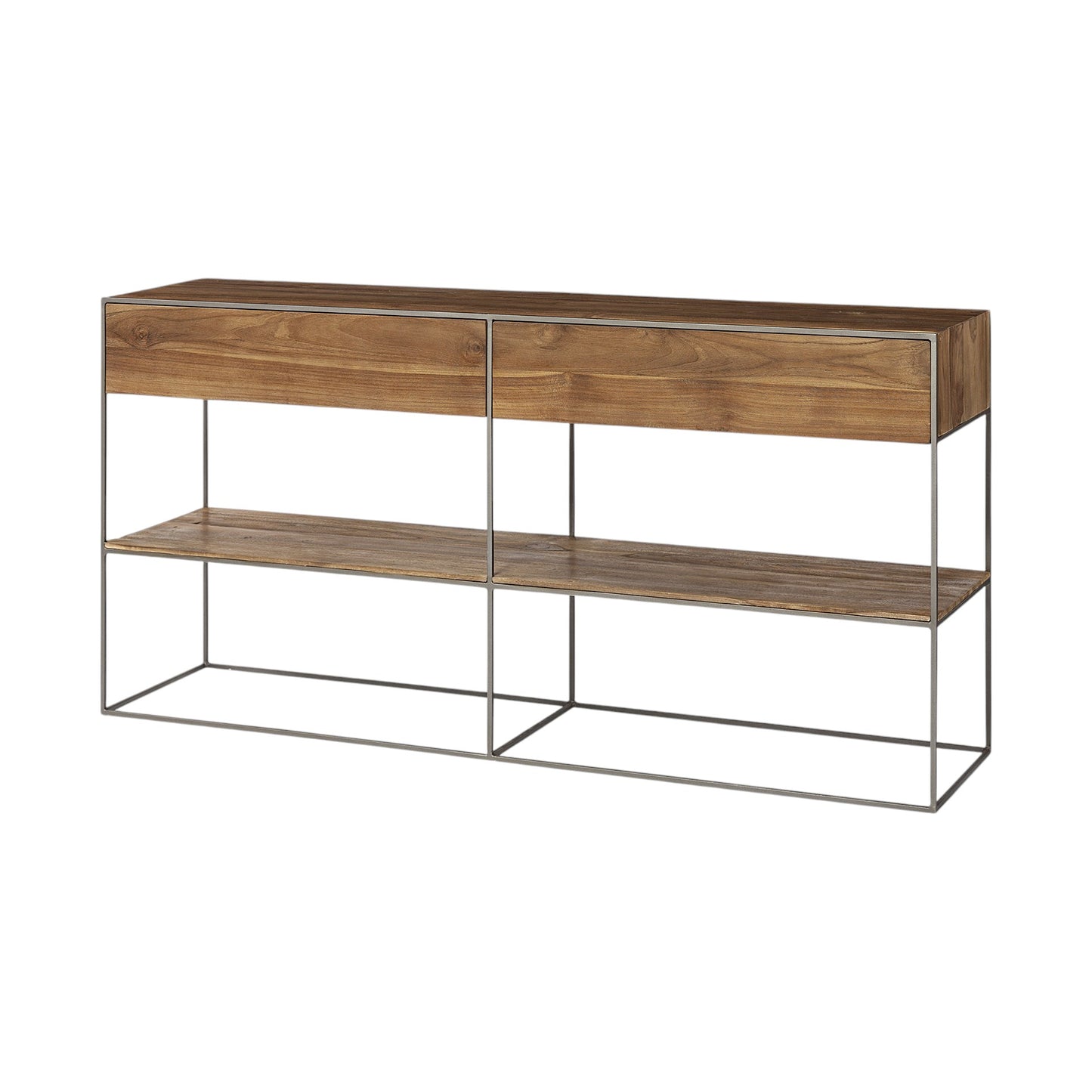 Brown Solid Wood 2 Drawer Sideboard