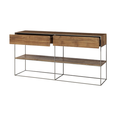 Brown Solid Wood 2 Drawer Sideboard