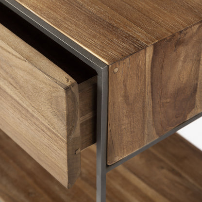 Brown Solid Wood 2 Drawer Sideboard