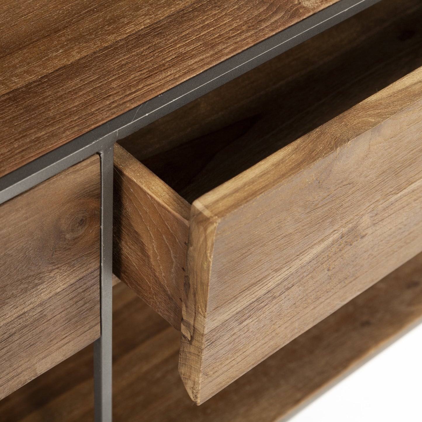 Brown Solid Wood 2 Drawer Sideboard
