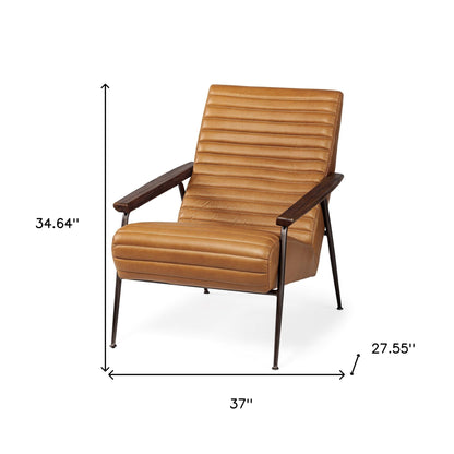 Tan & Black Faux Leather Tufted Lounge Chair