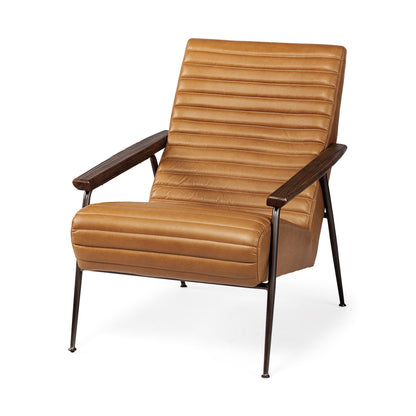 Tan & Black Faux Leather Tufted Lounge Chair
