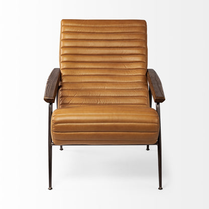 Tan & Black Faux Leather Tufted Lounge Chair