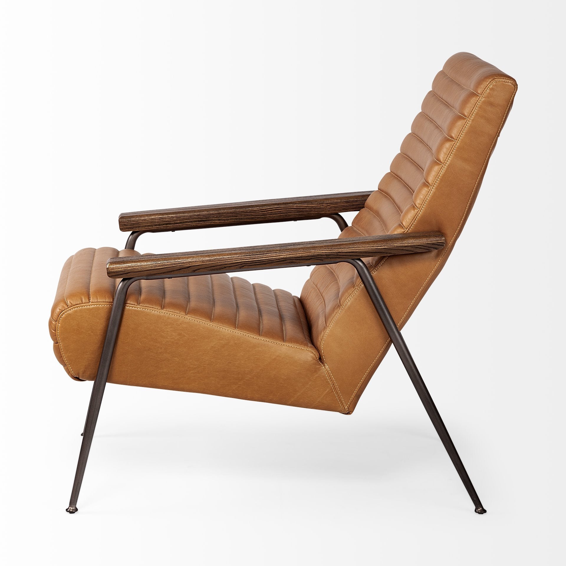 Tan & Black Faux Leather Tufted Lounge Chair