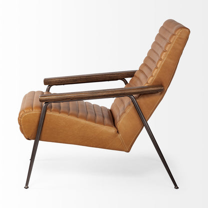 Tan & Black Faux Leather Tufted Lounge Chair