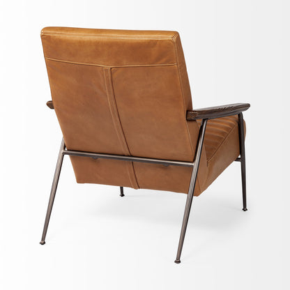 Tan & Black Faux Leather Tufted Lounge Chair