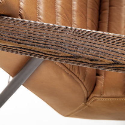 Tan & Black Faux Leather Tufted Lounge Chair