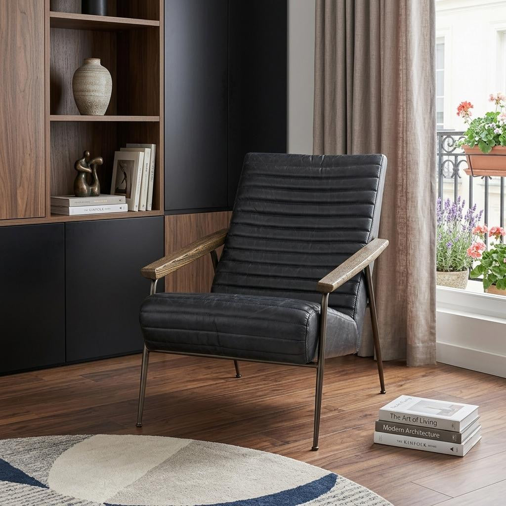 Black & Brown Faux Leather Lounge Chair