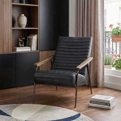 Black & Brown Faux Leather Lounge Chair