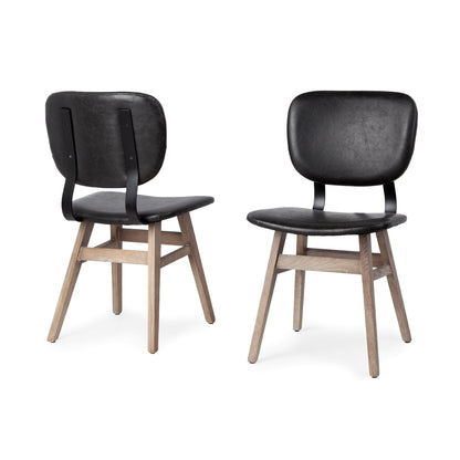 Black & Brown Faux Leather Side Chairs - Set of 2