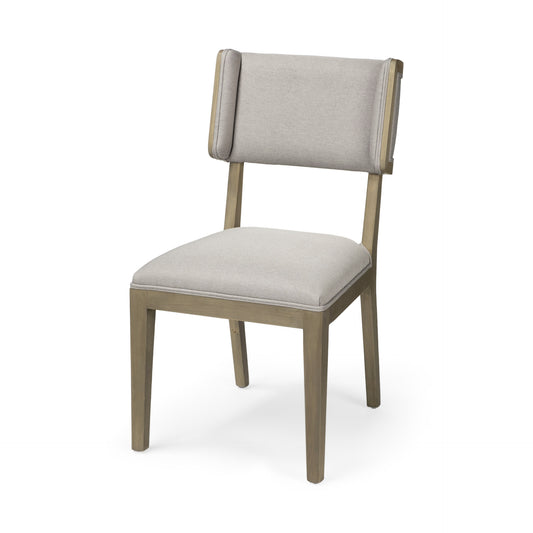 Light Gray & Brown Fabric Side Chairs - Set of 2