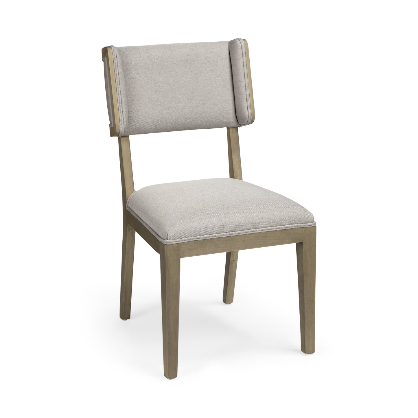 Light Gray & Brown Fabric Side Chairs - Set of 2