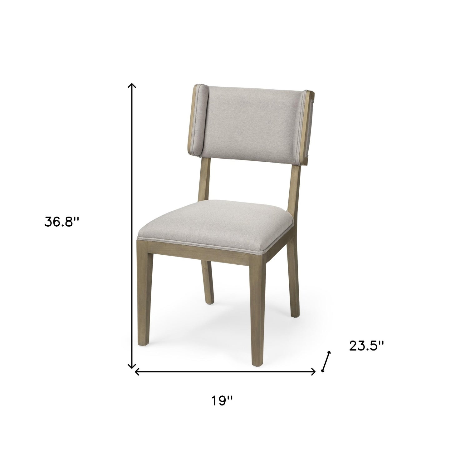 Light Gray & Brown Fabric Side Chairs - Set of 2