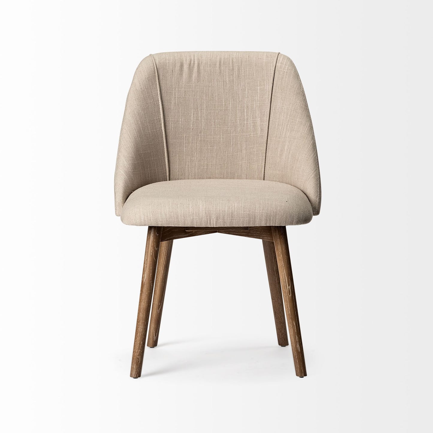 Cream & Brown Fabric Side Chairs - Set of 2