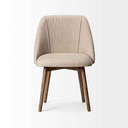 Cream & Brown Fabric Side Chairs - Set of 2