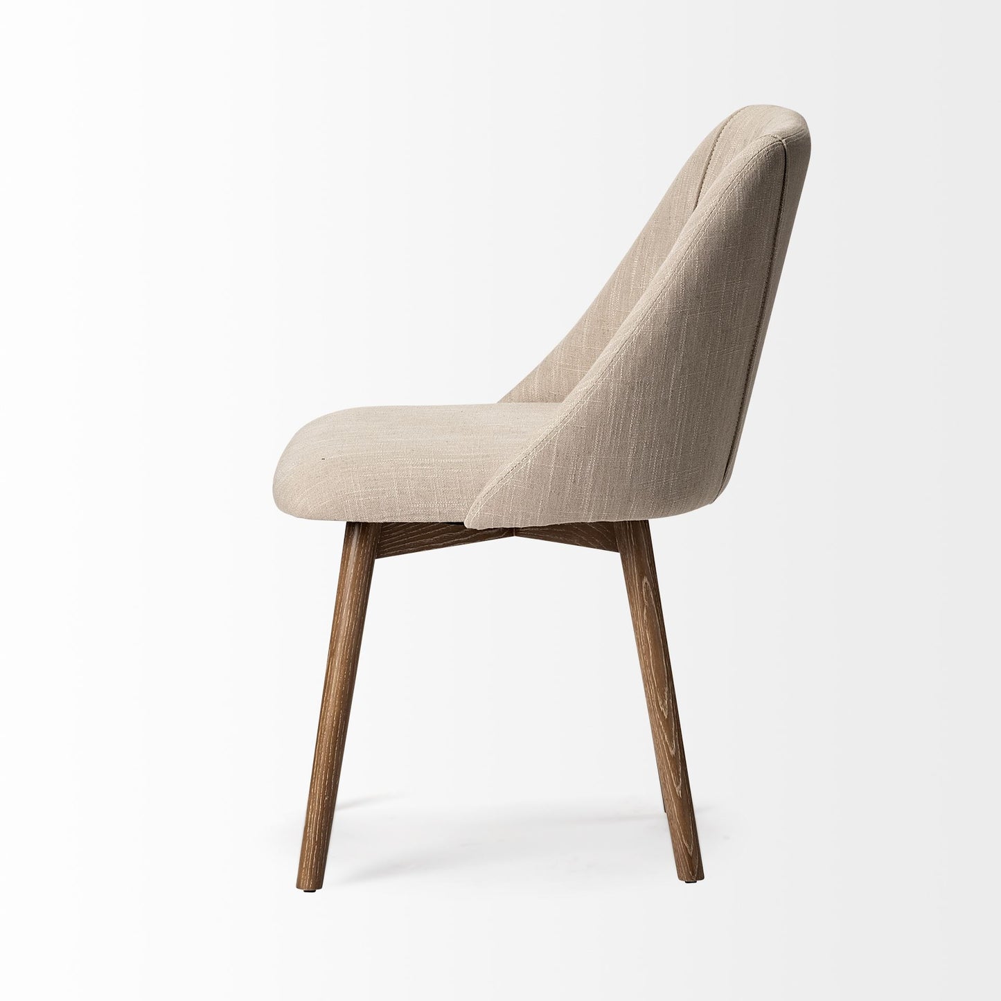 Cream & Brown Fabric Side Chairs - Set of 2