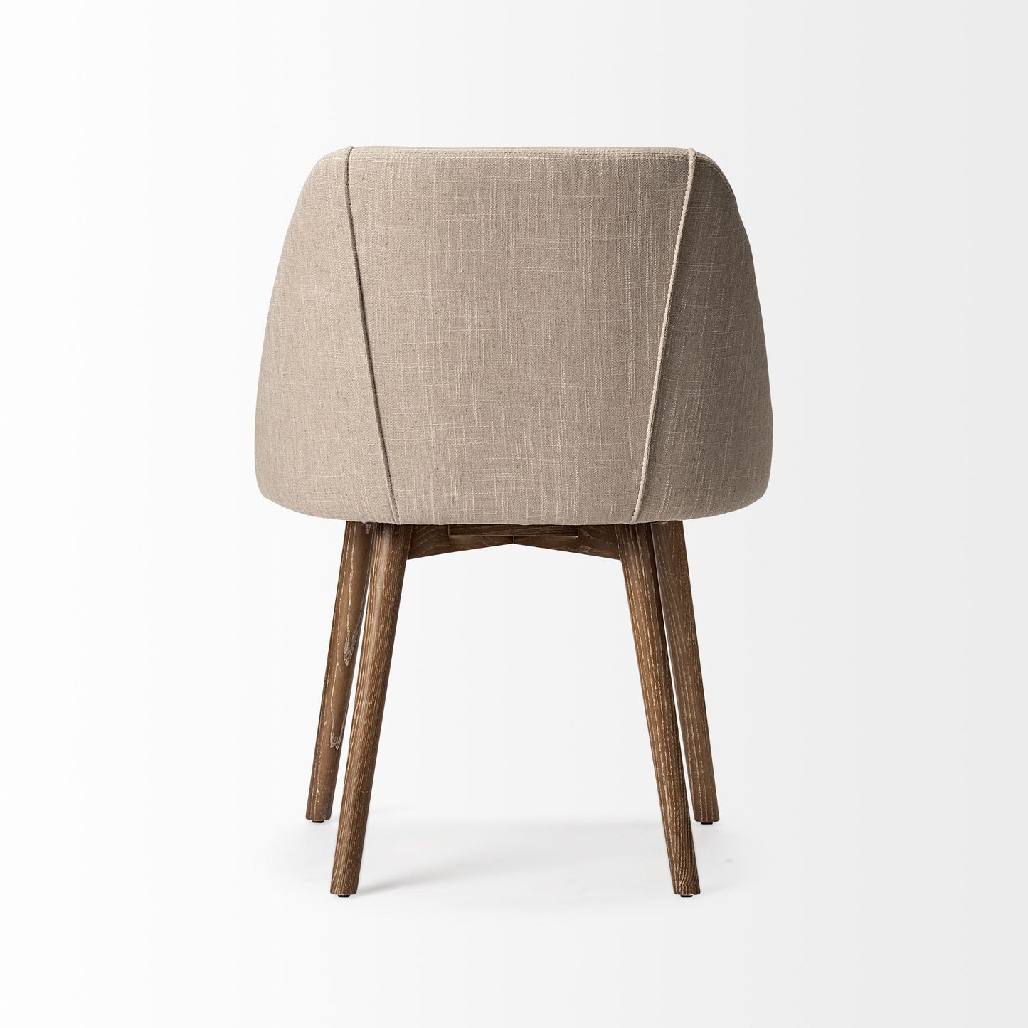 Cream & Brown Fabric Side Chairs - Set of 2